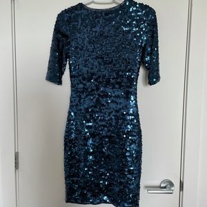 BCBG XS navy sequin party dress